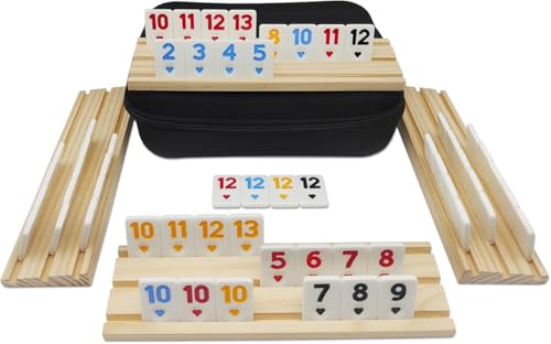 DABOVIN Rummi Spielset, 6 Spieler Edition mit 6 Spielsteinhaltern und 160 Rummy Teile, Klassische Familienbrettspiele für Erwachsene und Kinder von DABOVIN