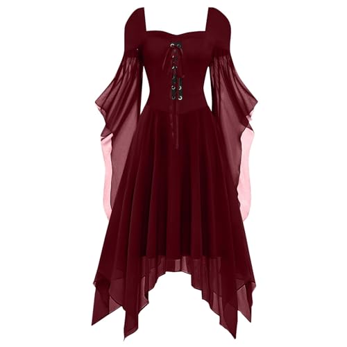 Halloween Mittelalter Kleid Damen mit Trompetenärmel,Traditionelles irisches Kleid für Damen Karneval Kostüm Cosplay Party Kostüm (M) von DACONGMING