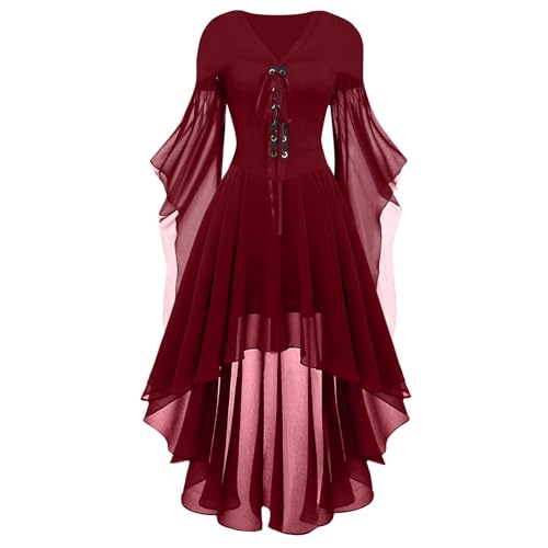 Halloween Mittelalter Kleid Damen mit Trompetenärmel,Traditionelles irisches Kleid für Damen Karneval Kostüm Cosplay Party Kostüm (S) von DACONGMING