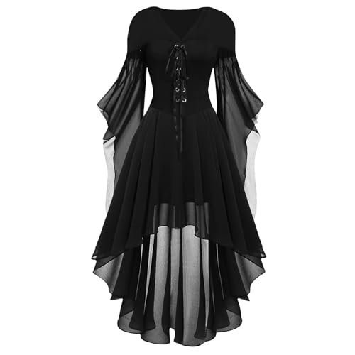 Halloween Mittelalter Kleid Damen mit Trompetenärmel,Traditionelles irisches Kleid für Damen Karneval Kostüm Cosplay Party Kostüm (XXXL) von DACONGMING