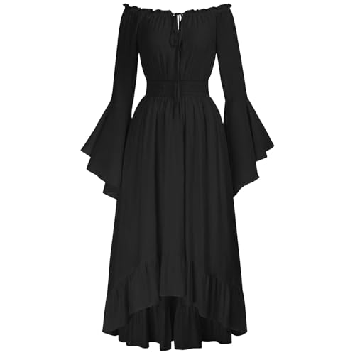 Mittelalter Kleid Damen Halloween mit Trompetenärmel,Traditionelles irisches Kleid für Damen Karneval Kostüm Cosplay Party Kostüm (XL) von DACONGMING