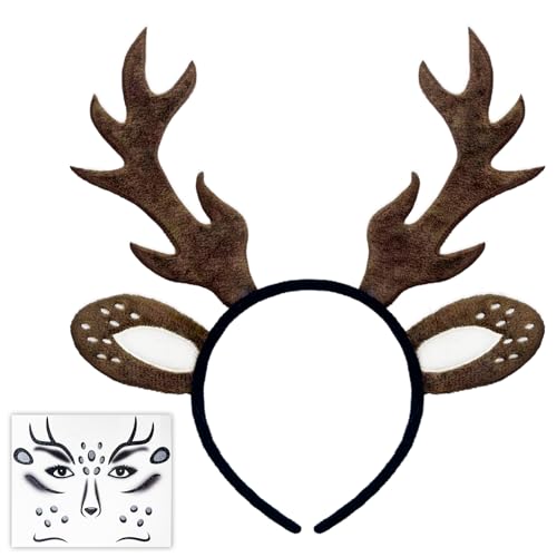 DADAPANGHU Karneval Kostüm Damen Mädchen, Reh Haarreifen Damen, Reh Geweih Haarreif + Glitzer Reh Gesichtstattoo Karneval, Reh Ohren Haarreif Rentier Haarreif Fasching Mottoparty Cosplay DADAPANGHU Karneval Kostüm Damen Mädchen, Reh Haarreifen Damen, Reh Geweih Haarreif + Glitzer Reh Gesichtstattoo Karneval, Reh Ohren Haarreif Rentier Haarreif Fasching Mottoparty Cosplay von DADAPANGHU