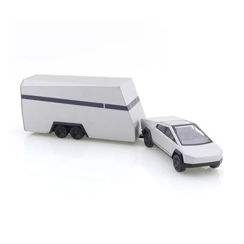 DADYA 1/64 Für Tesla Cybertruck Mit Anhänger, Legierung, Druckguss, Modellauto, Spielzeugsammlung, Geschenk, Druckguss Und Spielzeugfahrzeuge (Color : A, Size : with Box) von DADYA