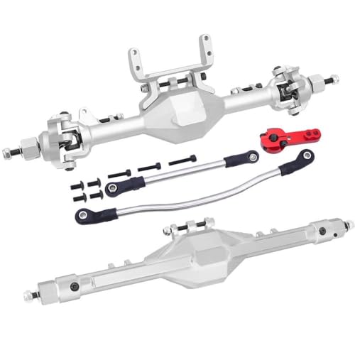 DAFSXZQR 1/10 Skala RC Crawler -Aluminium vorne hinten gerade Achse -Aktualisierungsteile mit 90046 90047 Modellen kompatibel(Silver Set) von DAFSXZQR