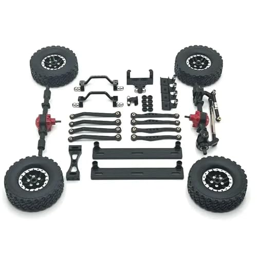 DAFSXZQR 1/16 RC-Auto-Upgrade Teile C64 C64-1 Metallachse-Chassis-Linkstange Pull-Stange-Seiten-Pedal-Reifen-Set kompatibel mit 1/16 RC-Fahrzeugen im Maßstab(Black) von DAFSXZQR
