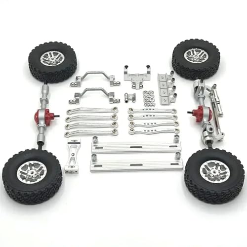 DAFSXZQR 1/16 RC-Auto-Upgrade Teile C64 C64-1 Metallachse-Chassis-Linkstange Pull-Stange-Seiten-Pedal-Reifen-Set kompatibel mit 1/16 RC-Fahrzeugen im Maßstab(White) von DAFSXZQR
