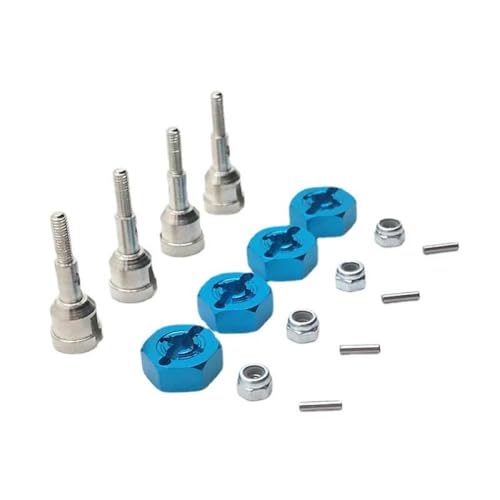 DAFSXZQR 1/18 RC-Autometallantriebswell-Rad-Achsenbecher mit 12-mm-Rad-Hex-Adapter, die mit A949 A959 A959-B A969 A979 K929 Models Upgrade Teile kompatibel sind(Blue) von DAFSXZQR