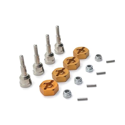 DAFSXZQR 1/18 RC-Autometallantriebswell-Rad-Achsenbecher mit 12-mm-Rad-Hex-Adapter, die mit A949 A959 A959-B A969 A979 K929 Models Upgrade Teile kompatibel sind(Yellow) von DAFSXZQR