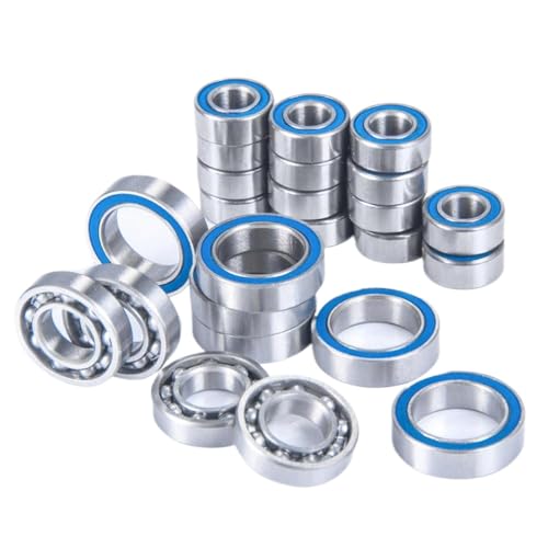 DAFSXZQR 24 pcs Blue Gummi -Gummi -Radnaben -Achsen -Lager -Kit kompatibel mit 1 10 -Skala RC -Automodell -Teilen für Element RC Sendero von DAFSXZQR