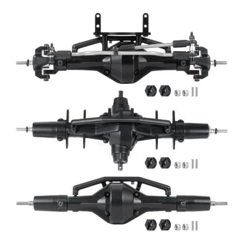 DAFSXZQR 6x6 Achse Set vorderen Mittel hinterher für 1/10 Skala RC Crawler Car Upgrade -Teile mit 90021 90027 90028 Modelle Black Metall Achsen kompatibel(Front Middle Rear) von DAFSXZQR