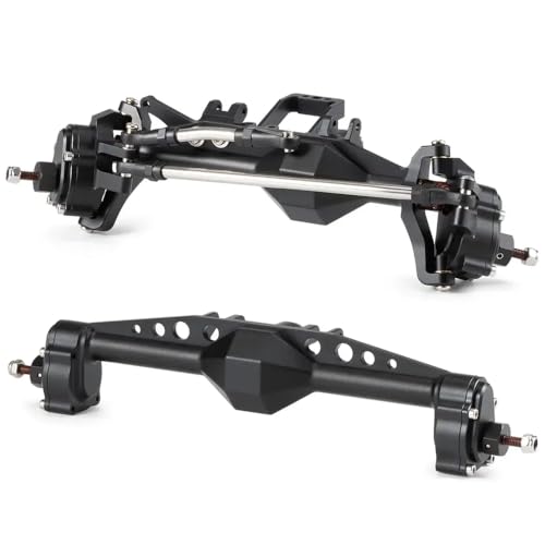 DAFSXZQR 7075 Aluminium bearbeitete Offset -Portalachse vorne nach hinten für H10 Optic RC Rock Crawler kompatibel mit BTA -Servohalterung und Betrüger Rigs kompatibel(Black 2 Piece Set) von DAFSXZQR