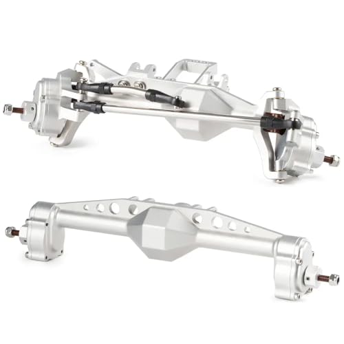 DAFSXZQR 7075 Aluminium bearbeitete Offset -Portalachse vorne nach hinten für H10 Optic RC Rock Crawler kompatibel mit BTA -Servohalterung und Betrüger Rigs kompatibel(Silver 2 Piece Set) von DAFSXZQR