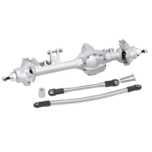 DAFSXZQR Aluminium -Feststoff -Offset Wheel -Hub -Konstruktionsset mit 1 10 -Skala -RC -Crawler -Modellen für II und VS4 10 Felsteile kompatibel(Front Axle Silver) von DAFSXZQR