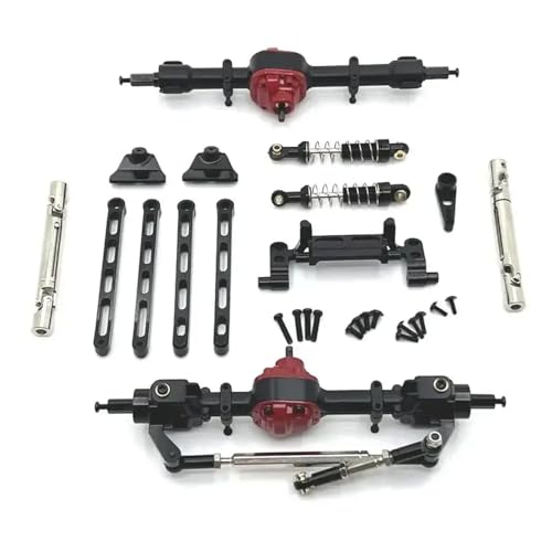 DAFSXZQR MN82 LC79 MN78 Metallachse -Chassis -Verknüpfungsstab -Zugstangen -Schockdämpfer Set 1 12 Skala RC -Auto -Upgrade -Teile mit 1 12 RC -Crawler -Fahrzeugen kompatibel(Black) von DAFSXZQR