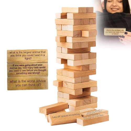 DAGESVGI 54 Stück Tower Games Freches Blockturm-Spiel für Paare und Erwachsene, Valentins-Taumelturm-Stapelblöcke, Holzturm-Stapelblock für Date, Nacht, Trinkspiele DAGESVGI 54 Stück Tower Games Freches Blockturm-Spiel für Paare und Erwachsene, Valentins-Taumelturm-Stapelblöcke, Holzturm-Stapelblock für Date, Nacht, Trinkspiele von DAGESVGI
