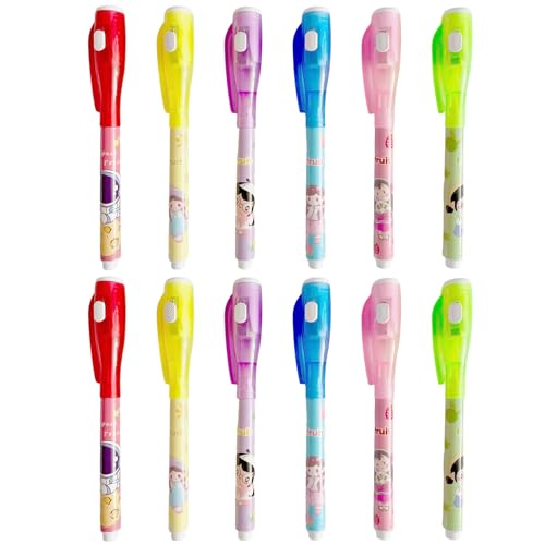 12-teiliger Stift mit unsichtbarer Tinte und UV-Licht, 5 Zoll lustiger unsichtbarer Stift, Kunststoff-Cartoon-Marker mit verschwindender Tinte für Kinder von 8–12 Jahren, Klassenpreise, Spionagegesch 12-teiliger Stift mit unsichtbarer Tinte und UV-Licht, 5 Zoll lustiger unsichtbarer Stift, Kunststoff-Cartoon-Marker mit verschwindender Tinte für Kinder von 8–12 Jahren, Klassenpreise, Spionagegesch von DAGLLGEW