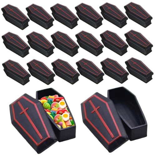 20 Stück Sarg, Mini-Sarg, klassischer Kunststoff, Schwarze Sargbox, Halloween-Requisiten für Süßes oder Saures, drinnen und draußen, 3 x 1, 6 x 1 Zoll, Sargbox, Halloween-Requisiten von DAGLLGEW