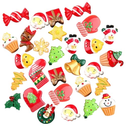 30-teiliges Set DIY-Weihnachtsschmuck, Weihnachtsbasteleien, inklusive Zubehör aus Kunstharz und Kunststoff, Weihnachtsmann, Baum, Schneemann, LPS-Zubehör für Kinder und Erwachsene, Weihnachtsbas von DAGLLGEW