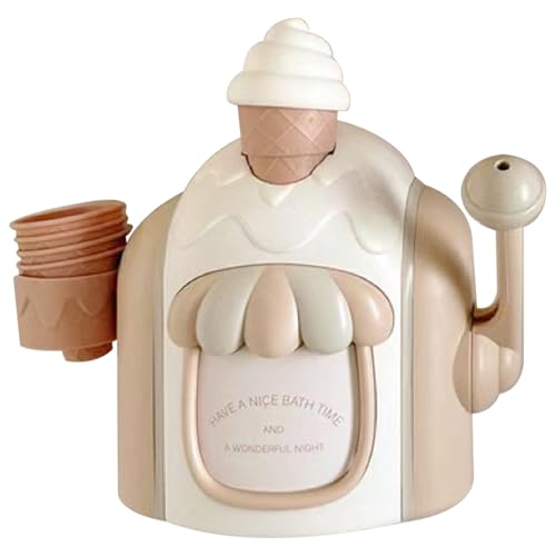 Bade-Eisschaum-Maker, lustiger Bade-Blasen-Maker mit Saugnäpfen, tragbares, sicheres Plastik-Eiscreme-Spielzeug als Geschenk für Mädchen und Jungen, khakifarbene Eiscreme-Bademaschine, Baby-Badespiel von DAGLLGEW