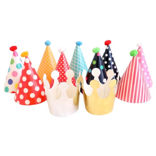 DAGLLGEW 11pcs Mini Party Hüte Buntes Papier 9 Kegelhut und 2 Kronenpartyhüte für Geburtstagskinder Partys Haustier Familiendekoration DAGLLGEW 11pcs Mini Party Hüte Buntes Papier 9 Kegelhut und 2 Kronenpartyhüte für Geburtstagskinder Partys Haustier Familiendekoration von DAGLLGEW