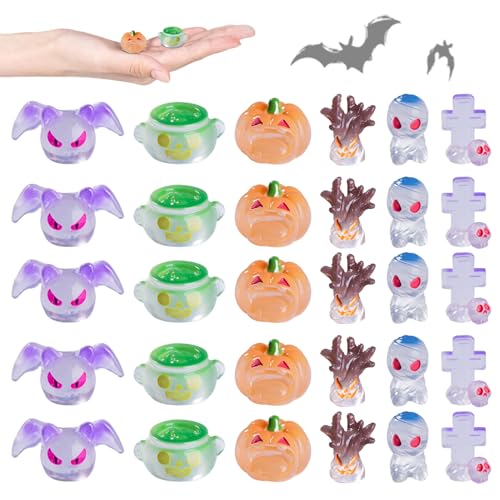 DAGLLGEW 30 Stück Halloween-Puppenhaus-Miniaturen, realistische Mini-Figuren aus Kunstharz, DIY-Dekoration, Fledermaus, Kürbis, Grabstein und mehr für Puppenhaus, Halloween-Dorf, Mini-Figuren, Hallo von DAGLLGEW