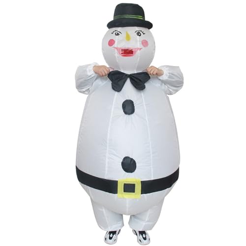DAGLLGEW Aufblasbares Weihnachtskostüm für Herren, Schneemann, mit Hut und Fliege, lustiges aufblasbares Schneemann-Weihnachtskostüm für Zuhause, Geschäft, Büro, Schule, Party, Kostüm, Schnee von DAGLLGEW