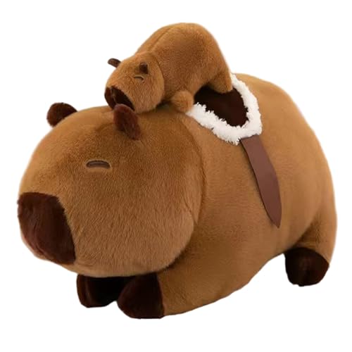 DAGLLGEW Capybara-Plüschtier, weich, 45, 7 cm, süße Capybara-Mama, Plüschspielzeug mit Baby auf dem Rücken, für Jungen und Mädchen, Weihnachtsgeburtstagsfeier, Plüschspielzeug, gefülltes von DAGLLGEW