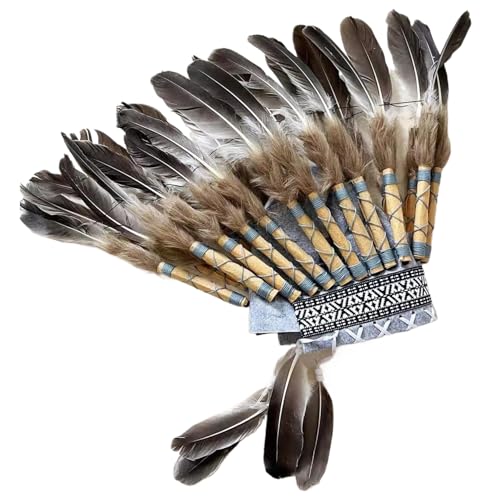 DAGLLGEW Indianer-Kopfschmuck, Federn, Indianer-Kopfschmuck, Cosplay, Halloween-Kostüme für Männer und Frauen, Haar-Accessoires, Federn DAGLLGEW Indianer-Kopfschmuck, Federn, Indianer-Kopfschmuck, Cosplay, Halloween-Kostüme für Männer und Frauen, Haar-Accessoires, Federn von DAGLLGEW