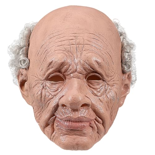 DAGLLGEW Maske für alte Männer, realistische, atmungsaktive Latexmaske, gruselige Halloween-Requisiten für Party, Kostüm, Cosplay, Maskerade, Latexmaske, Halloweenmaske, Cosplay-Maske von DAGLLGEW