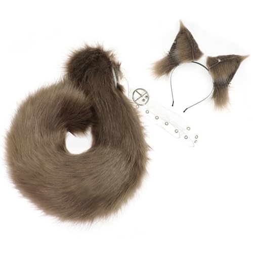 DAGLLGEW Tierkostüm, verstellbare und bewegliche Ohren und Schwanz-Set, weiche Halloween-Tier-Cosplay-Kostüme für Cosplay-Partys, Kostüme, Tierschwanz-Halloween- von DAGLLGEW