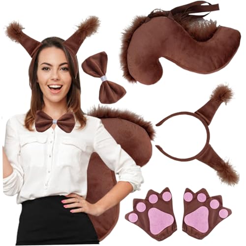 Halloween Kostüm Eichhörnchen Kostüm umfasst therian Ohren Stirnband Therian Paws süße Bowtie & Therian Tail mit elastischen Riemen weiche Ohren und Schwanz für Weihnachten Halloween Cosplay Kostüm Halloween Kostüm Eichhörnchen Kostüm umfasst therian Ohren Stirnband Therian Paws süße Bowtie & Therian Tail mit elastischen Riemen weiche Ohren und Schwanz für Weihnachten Halloween Cosplay Kostüm von DAGLLGEW