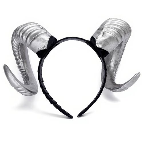 Hörner Stirnband Silber Gothic Ziegenhörner Stirnband Dämon Halloween Kostüme für Halloween Cosplay Party Karneval Kostüme Horn von DAGLLGEW