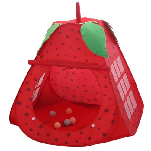 Kinderzelt, Erdbeer-Spielzelt für den Innenbereich, mit Tür und Netzfenster, tragbares Spielhaus für Jungen und Mädchen, Spielhäuser für Kleinkinder von 1–3 Jahren, Spielzelt, Tipi-Zelt für Kinde von DAGLLGEW