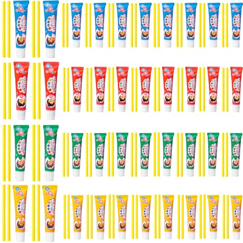 Plastikseifenblasen mit Strohhalm, 40 Sets, einfach und lustig, Plastikseifenblasen für Kinder, tragbares Seifenblasenspielzeug für Schule, Party, drinnen, draußen, Geschenke für Kinder, Seifenblasen von DAGLLGEW