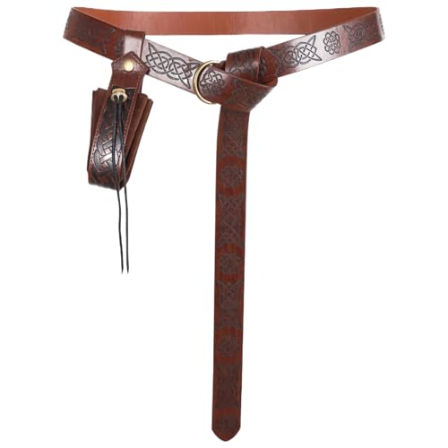 Renaissance-Gürteltasche, PU-Leder, Wikingergürtel mit Tasche, verstellbar, mittelalterliches Zubehör für Männer und Frauen, Halloween, Cosplay, Wikingergürtel, Ledergürteltasche, mittelalterliches von DAGLLGEW