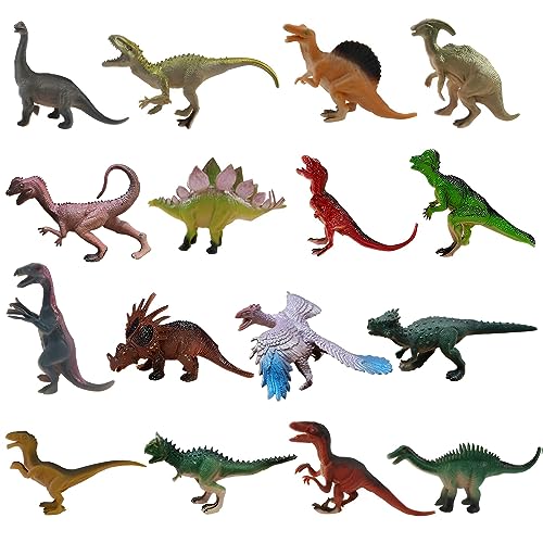 DAGORD 16 Stücke Dinosaurier Spielzeug Figuren Klein Dino Figuren Dinosaurier Spielzeug Set Dino Kunststoff Pädagogisches Spielzeug für Jungen Mädchen Kindergeburtstag Kindertag Geschenke (7-12cm) von DAGORD