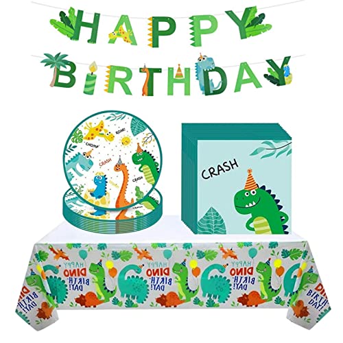 DAGORD Dinosaurier Geburtstag Party Set für 16 Gäste Dinosaurier-Themirrset mit Teller Servietten Tischdecke und Banner Dinosaurie Party Dekoration Dinosaurier Party Supplies für Jungen Mädchen DAGORD Dinosaurier Geburtstag Party Set für 16 Gäste Dinosaurier-Themirrset mit Teller Servietten Tischdecke und Banner Dinosaurie Party Dekoration Dinosaurier Party Supplies für Jungen Mädchen von DAGORD
