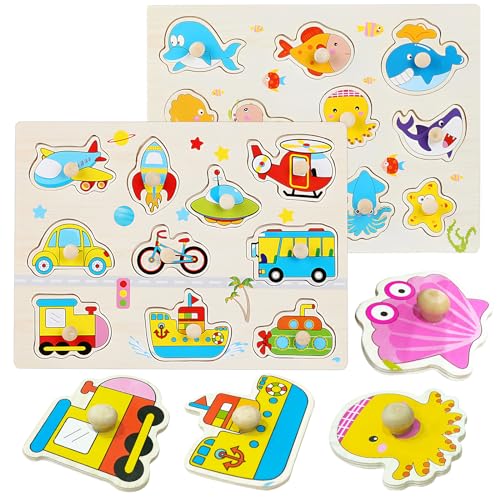 DAGORD Holzpuzzle Fahrzeuge Meerestiere Baby Spielzeug Puzzle ab 1 2 3 Jahre Montessori Spielzeug Steckpuzzle Holz mit Großen Holzknöpfen zum Greifen Lernspielzeug für Jungen Mädchen Kindergeschenke DAGORD Holzpuzzle Fahrzeuge Meerestiere Baby Spielzeug Puzzle ab 1 2 3 Jahre Montessori Spielzeug Steckpuzzle Holz mit Großen Holzknöpfen zum Greifen Lernspielzeug für Jungen Mädchen Kindergeschenke von DAGORD