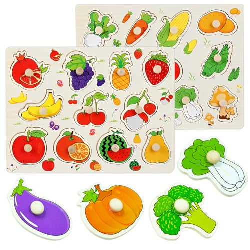 DAGORD Holzpuzzle Obst Gemüse Baby Spielzeug Puzzle ab 1 2 3 Jahre Montessori Spielzeug Steckpuzzle Holz mit Großen Holzknöpfen zum Greifen Lernspielzeug für Jungen und Mädchen Kindergeschenke DAGORD Holzpuzzle Obst Gemüse Baby Spielzeug Puzzle ab 1 2 3 Jahre Montessori Spielzeug Steckpuzzle Holz mit Großen Holzknöpfen zum Greifen Lernspielzeug für Jungen und Mädchen Kindergeschenke von DAGORD