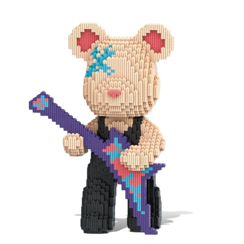 DAHONPA Bearbrick Mikro-Bausteine mit Tiergitarre für Erwachsene (3150 Stück), Bären-Ziegel-Set, kreative Heim- und Bürodekoration, Geschenk für Erwachsene und Kinder von DAHONPA