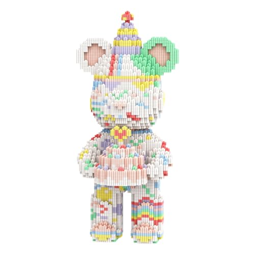 DAHONPA Birthday Cake Bear Micro Bausteine Set (3680 Teile), personalisierte Bärensteine Dekoration Geschenk, Geburtstagsgeschenk für Erwachsene und Kinder von DAHONPA