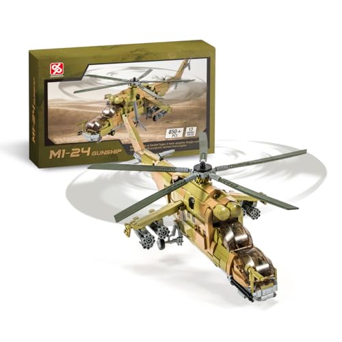 DAHONPA MI-24S Hubschrauber Medium Utility Military Army Flugzeug Bausteine Set, 850+ Teile Luftwaffe Bausteine Spielzeug, Geschenk für Kinder und Erwachsene von DAHONPA