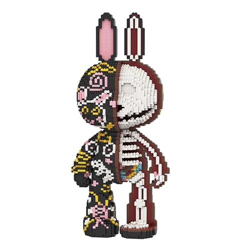 DAHONPA Tier-Hase, halbes Graffiti, halbes Skelett, Mikro-Baustein-Set (8000 Stück), kreative Dekoration für Zuhause und Büro, Geschenk für Erwachsene und Kinder von DAHONPA