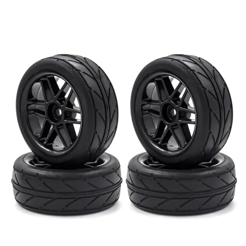 4 Stück Hartplastik 1/10 RC On-Road Solid Räder und Reifen 12mm Hex for HSP for Tamiya TT01 TT02 RC Drift Rally Car von DAIHAOEE