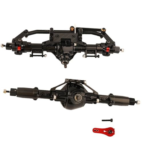DAIHAOEE 1/10 Simulation Klettern Auto Aluminium Legierung Vorder- Und Hinterachse Montage SCX10 90046 90047 RC Spielzeug Auto Upgrade Teile(Zwart) von DAIHAOEE