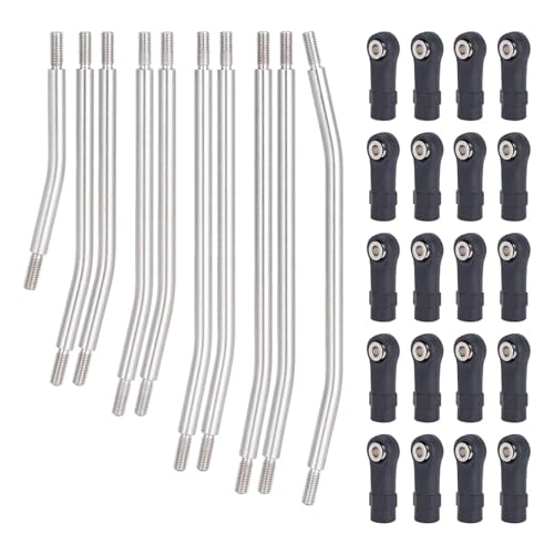 DAIHAOEE 10-teiliges Edelstahl-Verbindungsstangen-Set mit Kugelkopf, 313/324 mm Radstand for 1/10 RC Crawler Car Axial for SCX10 II 90046 Upgrade-Teile(324mm) von DAIHAOEE