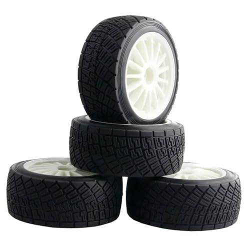 DAIHAOEE 4 STÜCKE 2,2 Zoll Felgen Hub & 80 MM Reifen Reifen RC Auto Teil RC Auto 1/10 Fit 1:10 for HPI WR8 for Flux for Rally 3,0 110697 94177(White) von DAIHAOEE