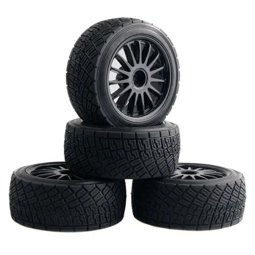 DAIHAOEE 4 STÜCKE 2,2 Zoll Felgen Hub & 80 MM Reifen Reifen RC Auto Teil RC Auto 1/10 Fit 1:10 for HPI WR8 for Flux for Rally 3,0 110697 94177(Zwart) von DAIHAOEE