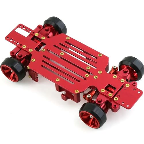 DAIHAOEE Metall 1/28 4X4 RC Autorahmenausrüstung for Mosquito Drift Racing Car TS for 1/28 for Wltoys 284131 K969 K989 MINI-Q Zubehörkits(Rood) von DAIHAOEE