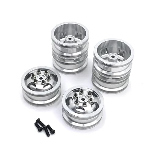 DAIHAOEE Metall Beadlock Radnabe Felgen mit Reifen RC Truck Car Upgrade Teil for 1/16 WPL C14 C24 B14 B24 B16 1/12 for MN78 MN99S 4X4 4WD(Silver) von DAIHAOEE